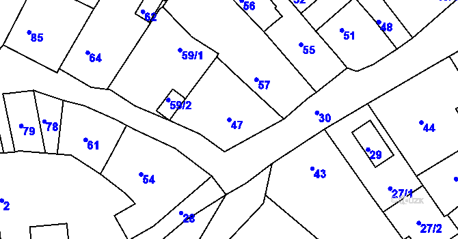 Parcela st. 47 v KÚ Hodkovice nad Mohelkou, Katastrální mapa