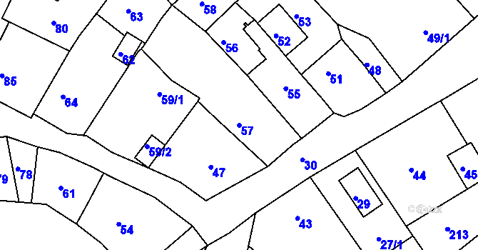 Parcela st. 57 v KÚ Hodkovice nad Mohelkou, Katastrální mapa