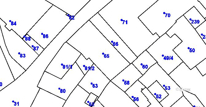 Parcela st. 65 v KÚ Hodkovice nad Mohelkou, Katastrální mapa