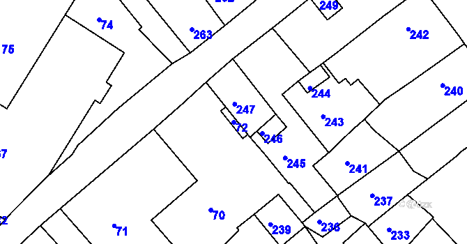 Parcela st. 72 v KÚ Hodkovice nad Mohelkou, Katastrální mapa