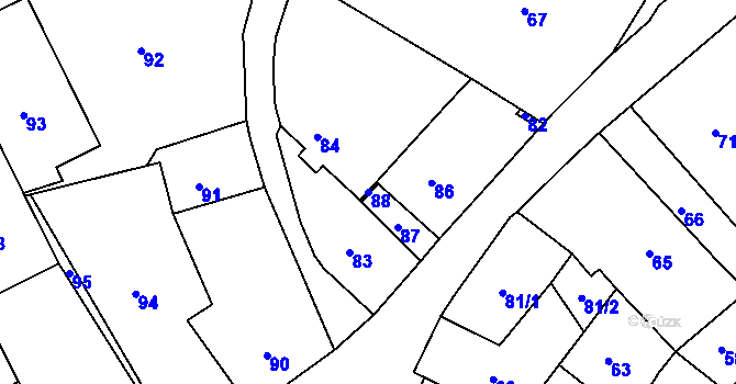 Parcela st. 88 v KÚ Hodkovice nad Mohelkou, Katastrální mapa