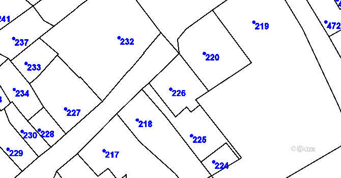 Parcela st. 226 v KÚ Hodkovice nad Mohelkou, Katastrální mapa