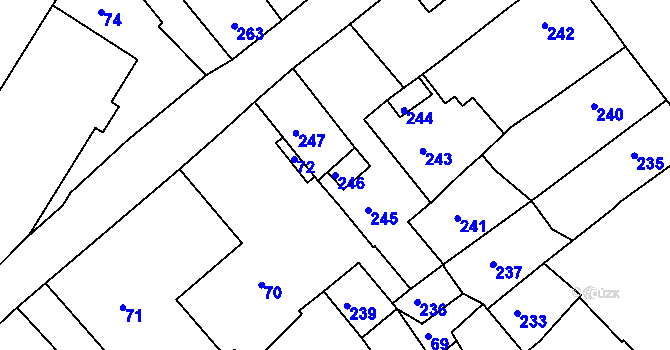Parcela st. 246 v KÚ Hodkovice nad Mohelkou, Katastrální mapa
