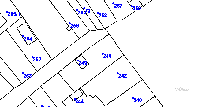 Parcela st. 248 v KÚ Hodkovice nad Mohelkou, Katastrální mapa