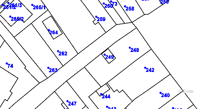 Parcela st. 249 v KÚ Hodkovice nad Mohelkou, Katastrální mapa