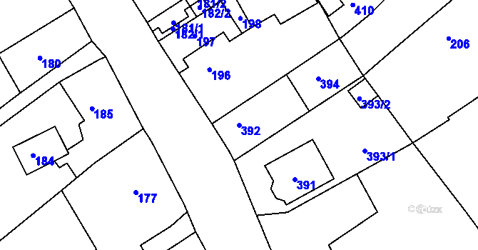 Parcela st. 392 v KÚ Hodkovice nad Mohelkou, Katastrální mapa