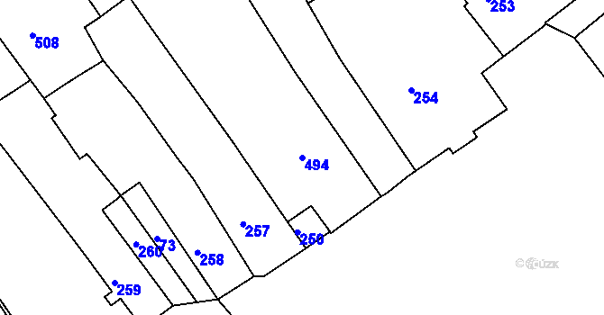 Parcela st. 494 v KÚ Hodkovice nad Mohelkou, Katastrální mapa