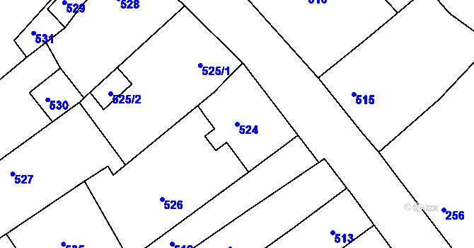 Parcela st. 524 v KÚ Hodkovice nad Mohelkou, Katastrální mapa