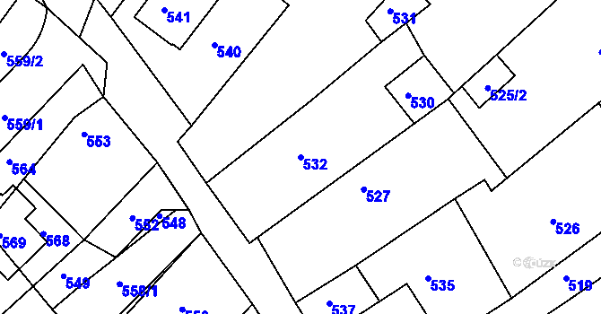 Parcela st. 532 v KÚ Hodkovice nad Mohelkou, Katastrální mapa