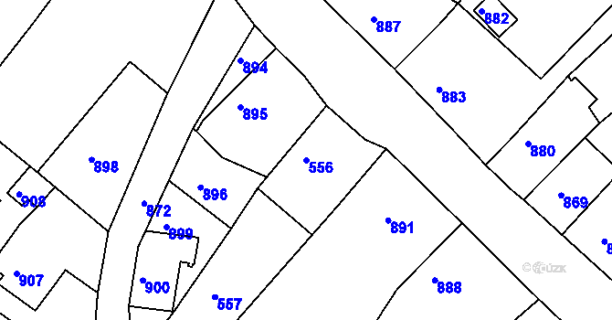 Parcela st. 556 v KÚ Hodkovice nad Mohelkou, Katastrální mapa
