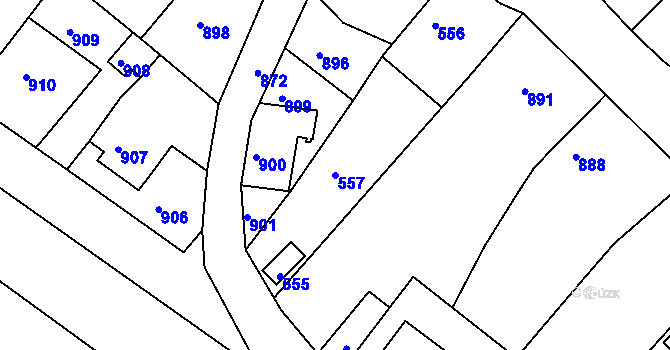 Parcela st. 557 v KÚ Hodkovice nad Mohelkou, Katastrální mapa