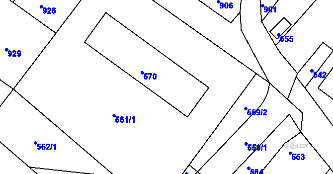 Parcela st. 570 v KÚ Hodkovice nad Mohelkou, Katastrální mapa