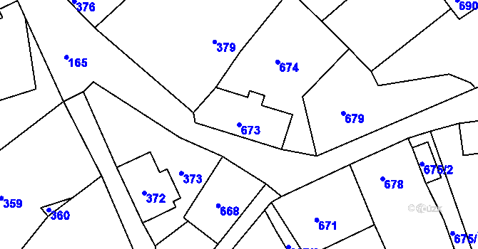Parcela st. 673 v KÚ Hodkovice nad Mohelkou, Katastrální mapa
