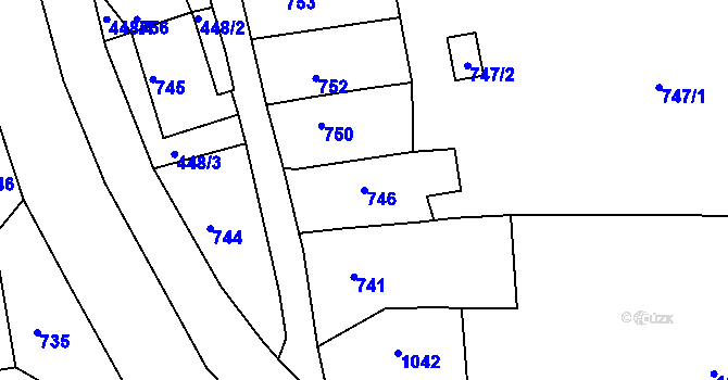 Parcela st. 746 v KÚ Hodkovice nad Mohelkou, Katastrální mapa