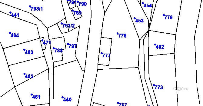 Parcela st. 777 v KÚ Hodkovice nad Mohelkou, Katastrální mapa