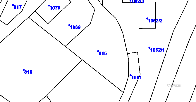 Parcela st. 815 v KÚ Hodkovice nad Mohelkou, Katastrální mapa