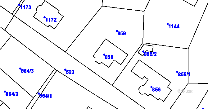 Parcela st. 858 v KÚ Hodkovice nad Mohelkou, Katastrální mapa