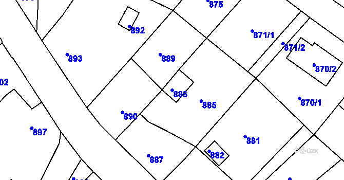 Parcela st. 886 v KÚ Hodkovice nad Mohelkou, Katastrální mapa