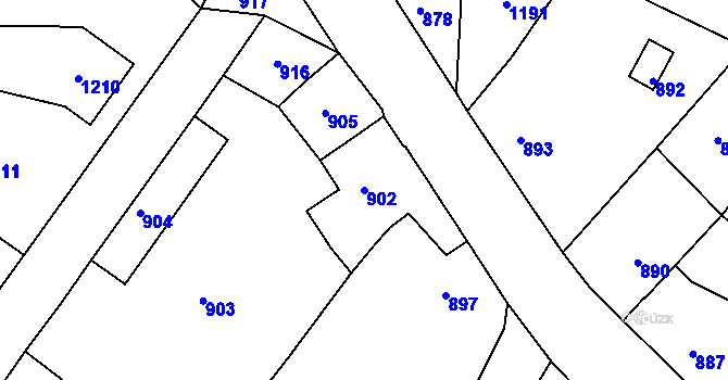 Parcela st. 902 v KÚ Hodkovice nad Mohelkou, Katastrální mapa