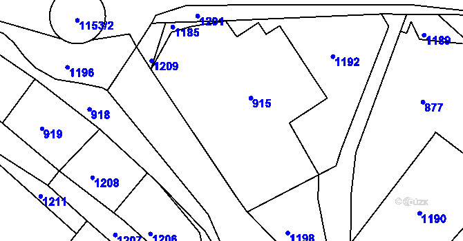 Parcela st. 915 v KÚ Hodkovice nad Mohelkou, Katastrální mapa