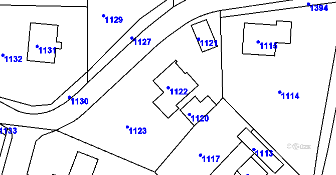 Parcela st. 1122 v KÚ Hodkovice nad Mohelkou, Katastrální mapa
