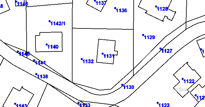 Parcela st. 1131 v KÚ Hodkovice nad Mohelkou, Katastrální mapa