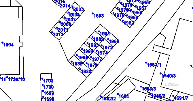 Parcela st. 1974 v KÚ Hodkovice nad Mohelkou, Katastrální mapa