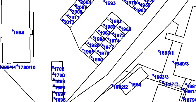 Parcela st. 1979 v KÚ Hodkovice nad Mohelkou, Katastrální mapa