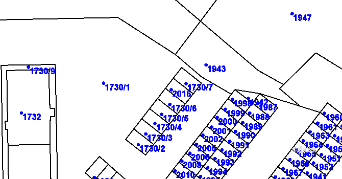 Parcela st. 2016 v KÚ Hodkovice nad Mohelkou, Katastrální mapa