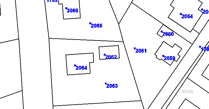 Parcela st. 2062 v KÚ Hodkovice nad Mohelkou, Katastrální mapa