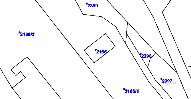 Parcela st. 2165 v KÚ Hodkovice nad Mohelkou, Katastrální mapa