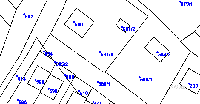 Parcela st. 591/1 v KÚ Hodkovice nad Mohelkou, Katastrální mapa