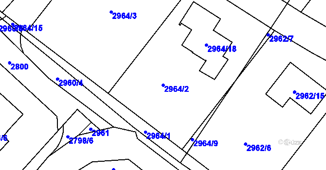 Parcela st. 2964/2 v KÚ Hodkovice nad Mohelkou, Katastrální mapa