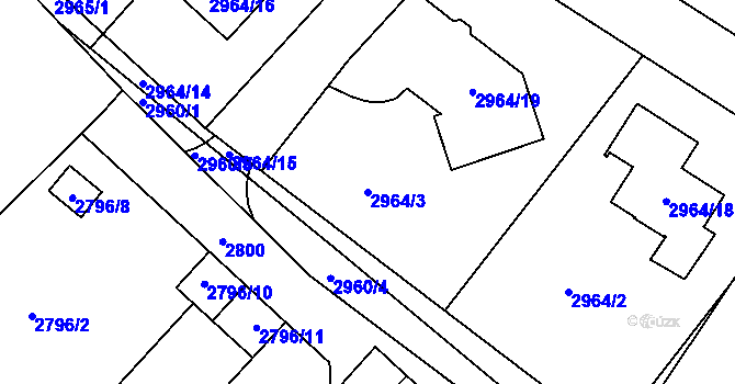 Parcela st. 2964/3 v KÚ Hodkovice nad Mohelkou, Katastrální mapa