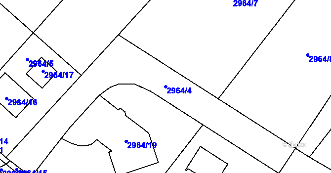 Parcela st. 2964/4 v KÚ Hodkovice nad Mohelkou, Katastrální mapa
