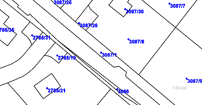 Parcela st. 3087/1 v KÚ Hodkovice nad Mohelkou, Katastrální mapa