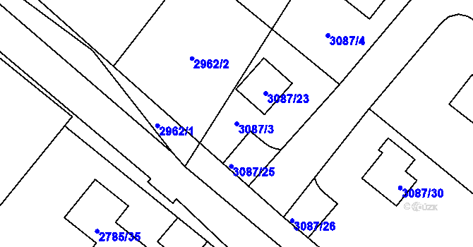 Parcela st. 3087/3 v KÚ Hodkovice nad Mohelkou, Katastrální mapa