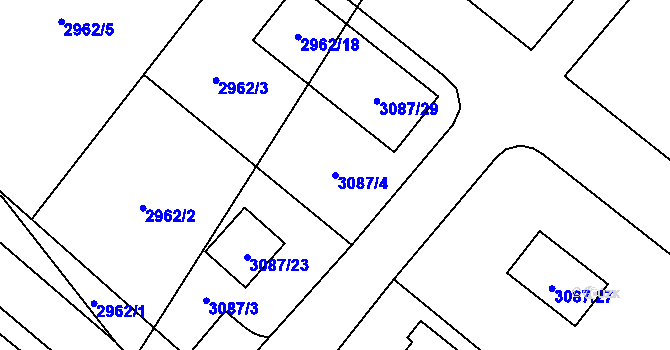 Parcela st. 3087/4 v KÚ Hodkovice nad Mohelkou, Katastrální mapa