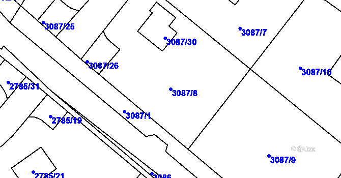 Parcela st. 3087/8 v KÚ Hodkovice nad Mohelkou, Katastrální mapa