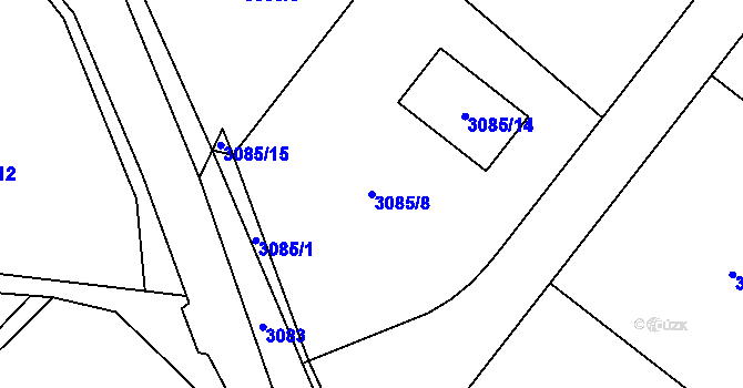 Parcela st. 3085/8 v KÚ Hodkovice nad Mohelkou, Katastrální mapa