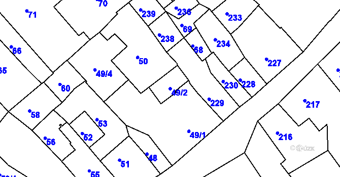 Parcela st. 49/2 v KÚ Hodkovice nad Mohelkou, Katastrální mapa