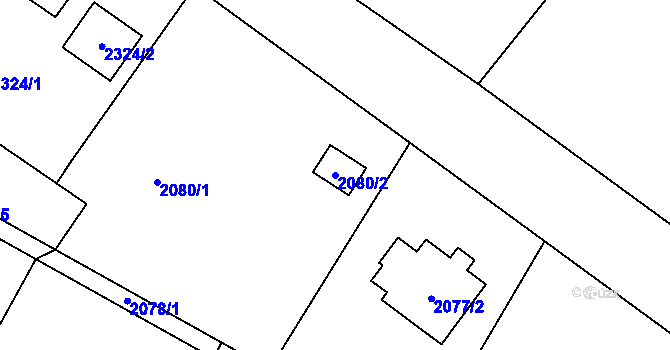 Parcela st. 2080/2 v KÚ Hodkovice nad Mohelkou, Katastrální mapa