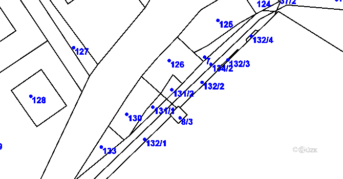 Parcela st. 131/2 v KÚ Hodkovice nad Mohelkou, Katastrální mapa