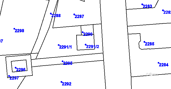 Parcela st. 2291/2 v KÚ Hodkovice nad Mohelkou, Katastrální mapa