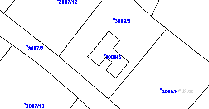 Parcela st. 3088/5 v KÚ Hodkovice nad Mohelkou, Katastrální mapa