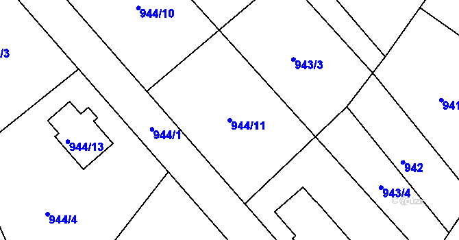 Parcela st. 944/11 v KÚ Hodkovice nad Mohelkou, Katastrální mapa