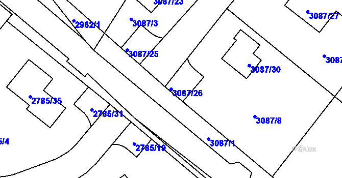 Parcela st. 3087/26 v KÚ Hodkovice nad Mohelkou, Katastrální mapa