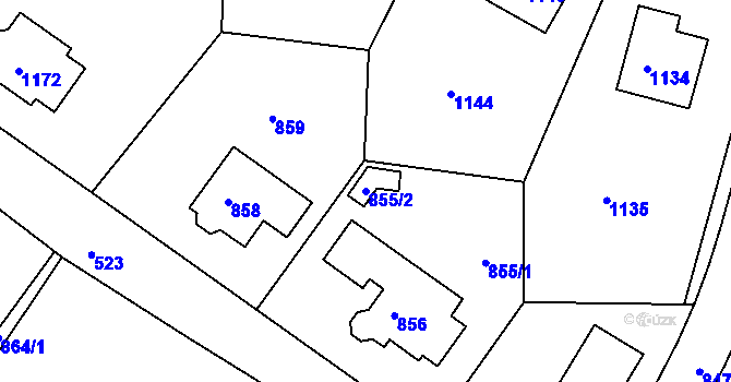 Parcela st. 855/2 v KÚ Hodkovice nad Mohelkou, Katastrální mapa
