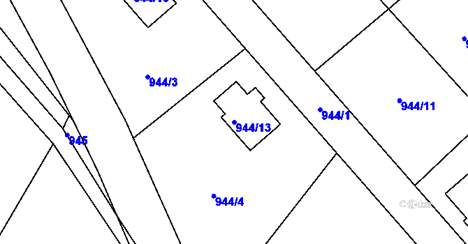 Parcela st. 944/13 v KÚ Hodkovice nad Mohelkou, Katastrální mapa