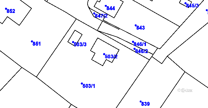 Parcela st. 503/2 v KÚ Hodkovice nad Mohelkou, Katastrální mapa